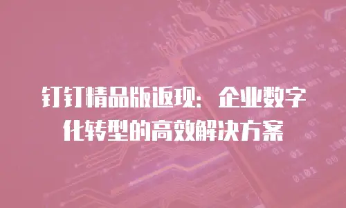 钉钉精品版返现：企业数字化转型的高效解决方案
