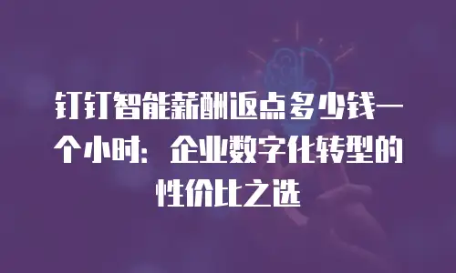 钉钉智能薪酬返点多少钱一个小时：企业数字化转型的性价比之选