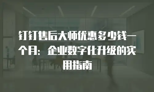 钉钉售后大师优惠多少钱一个月：企业数字化升级的实用指南