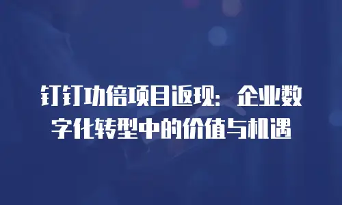 钉钉功倍项目返现：企业数字化转型中的价值与机遇