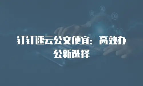 钉钉速云公文便宜：高效办公新选择