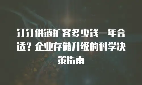 钉钉供链扩容多少钱一年合适？企业存储升级的科学决策指南