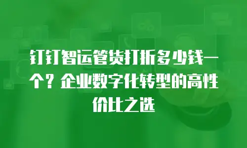 钉钉智运管货打折多少钱一个？企业数字化转型的高性价比之选