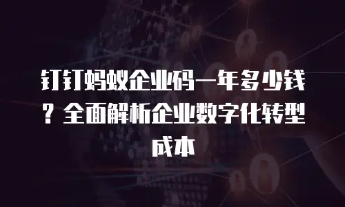 钉钉蚂蚁企业码一年多少钱？全面解析企业数字化转型成本
