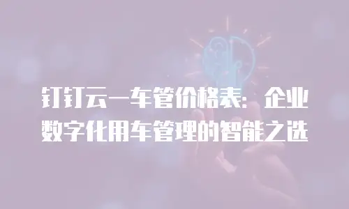 钉钉云一车管价格表：企业数字化用车管理的智能之选