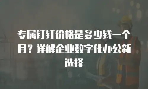 专属钉钉价格是多少钱一个月？详解企业数字化办公新选择