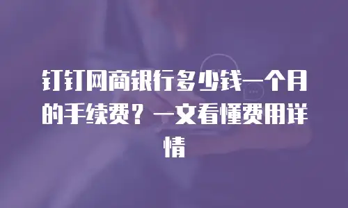 钉钉网商银行多少钱一个月的手续费？一文看懂费用详情