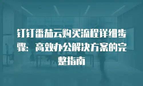 钉钉番茄云购买流程详细步骤：高效办公解决方案的完整指南