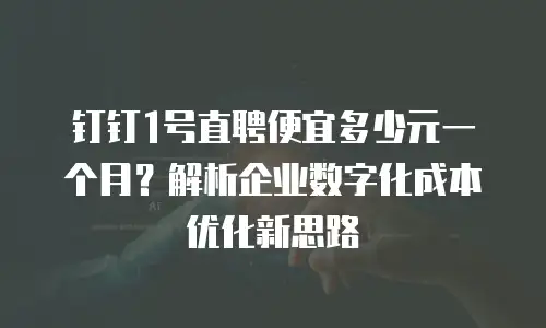 钉钉1号直聘便宜多少元一个月？解析企业数字化成本优化新思路