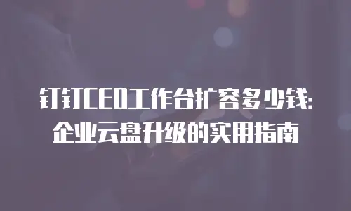 钉钉CEO工作台扩容多少钱：企业云盘升级的实用指南
