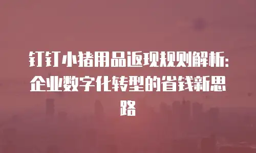 钉钉小猪用品返现规则解析：企业数字化转型的省钱新思路