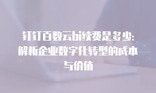 钉钉百数云bi续费是多少：解析企业数字化转型的成本与价值