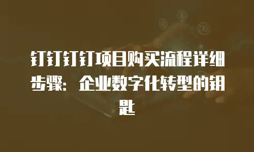 钉钉钉钉项目购买流程详细步骤：企业数字化转型的钥匙