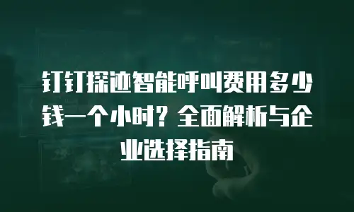 钉钉探迹智能呼叫费用多少钱一个小时？全面解析与企业选择指南
