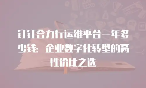 钉钉合力行运维平台一年多少钱：企业数字化转型的高性价比之选