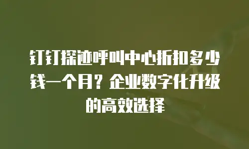 钉钉探迹呼叫中心折扣多少钱一个月？企业数字化升级的高效选择