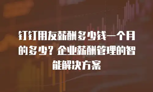 钉钉用友薪酬多少钱一个月的多少？企业薪酬管理的智能解决方案