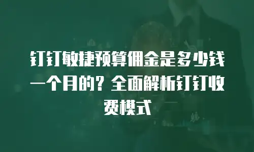 钉钉敏捷预算佣金是多少钱一个月的？全面解析钉钉收费模式