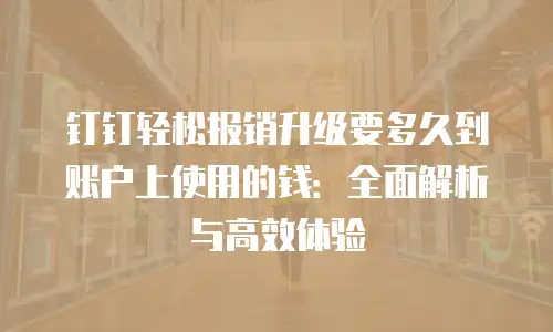 钉钉轻松报销升级要多久到账户上使用的钱：全面解析与高效体验