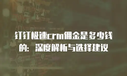 钉钉极速crm佣金是多少钱的：深度解析与选择建议