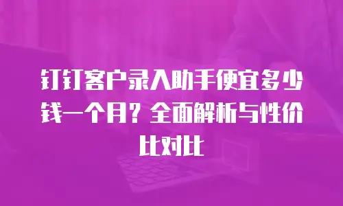 钉钉客户录入助手便宜多少钱一个月？全面解析与性价比对比