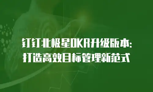 钉钉北极星OKR升级版本：打造高效目标管理新范式