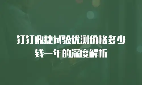 钉钉鼎捷试验优测价格多少钱一年的深度解析