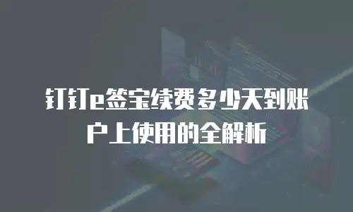 钉钉e签宝续费多少天到账户上使用的全解析
