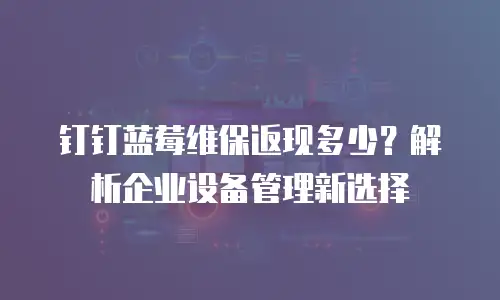 钉钉蓝莓维保返现多少？解析企业设备管理新选择