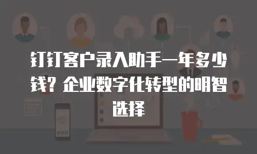钉钉客户录入助手一年多少钱？企业数字化转型的明智选择