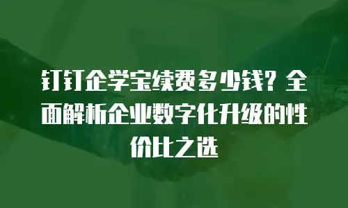 钉钉企学宝续费多少钱？全面解析企业数字化升级的性价比之选