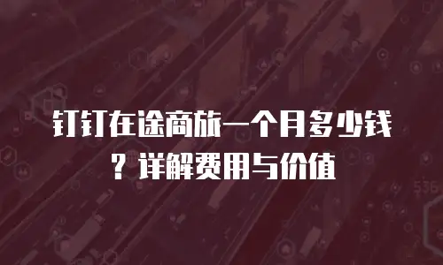 钉钉在途商旅一个月多少钱？详解费用与价值