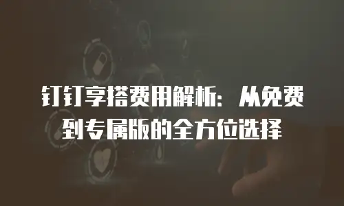 钉钉享搭费用解析：从免费到专属版的全方位选择