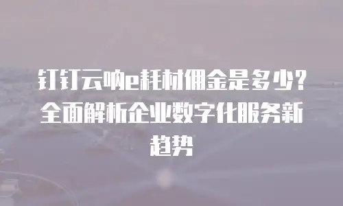 钉钉云呐e耗材佣金是多少？全面解析企业数字化服务新趋势