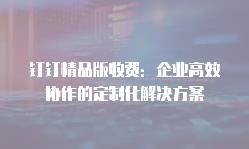 钉钉精品版收费：企业高效协作的定制化解决方案