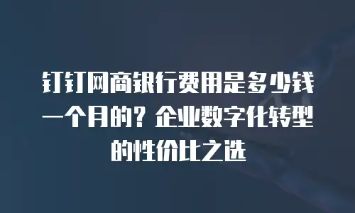 钉钉网商银行费用是多少钱一个月的？企业数字化转型的性价比之选