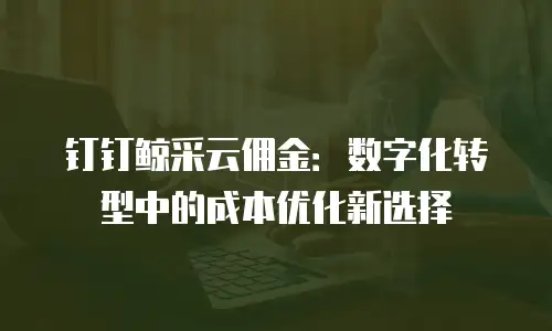 钉钉鲸采云佣金：数字化转型中的成本优化新选择