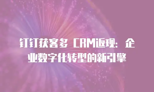 钉钉获客多 CRM返现：企业数字化转型的新引擎