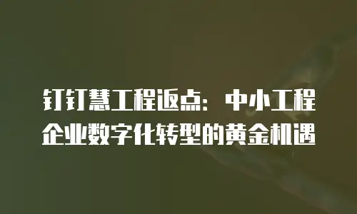 钉钉慧工程返点：中小工程企业数字化转型的黄金机遇