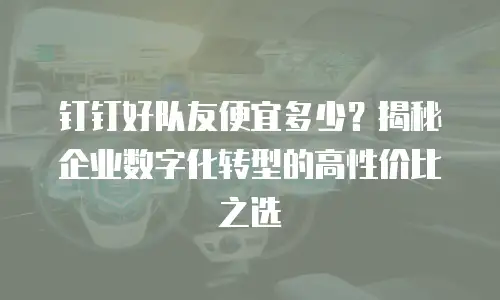 钉钉好队友便宜多少？揭秘企业数字化转型的高性价比之选