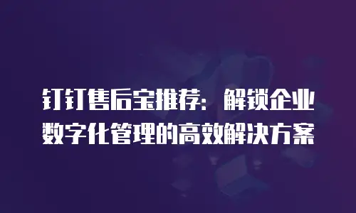 钉钉售后宝推荐：解锁企业数字化管理的高效解决方案