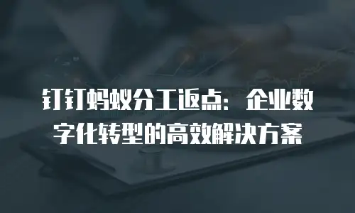 钉钉蚂蚁分工返点：企业数字化转型的高效解决方案