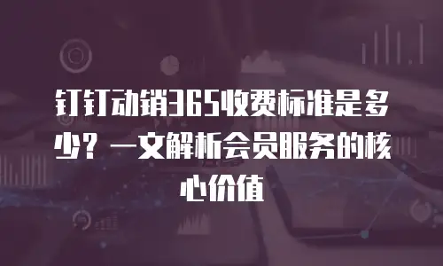 钉钉动销365收费标准是多少？一文解析会员服务的核心价值