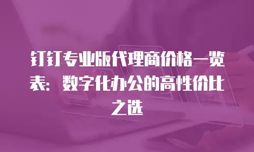 钉钉专业版代理商价格一览表：数字化办公的高性价比之选