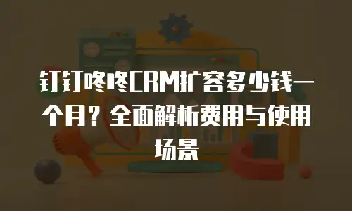 钉钉咚咚CRM扩容多少钱一个月？全面解析费用与使用场景