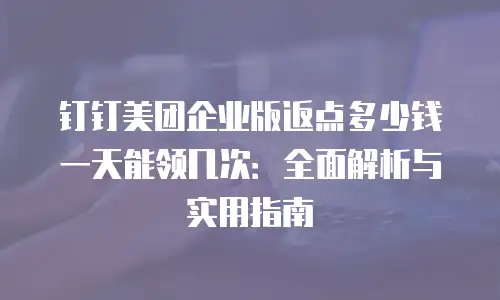 钉钉美团企业版返点多少钱一天能领几次：全面解析与实用指南