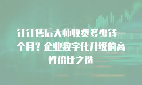 钉钉售后大师收费多少钱一个月？企业数字化升级的高性价比之选