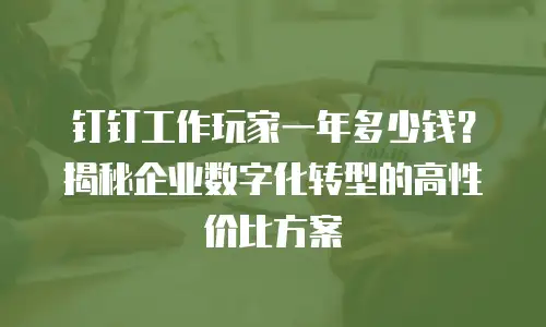 钉钉工作玩家一年多少钱？揭秘企业数字化转型的高性价比方案