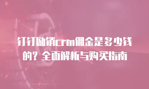钉钉励销crm佣金是多少钱的？全面解析与购买指南