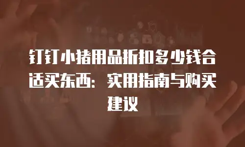 钉钉小猪用品折扣多少钱合适买东西：实用指南与购买建议